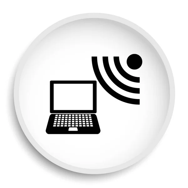 Wireless Laptop Icon Wireless Laptop Website Button White Background — Stock Photo, Image