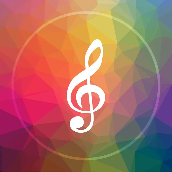 Musical note icon. Musical note website button on low poly background