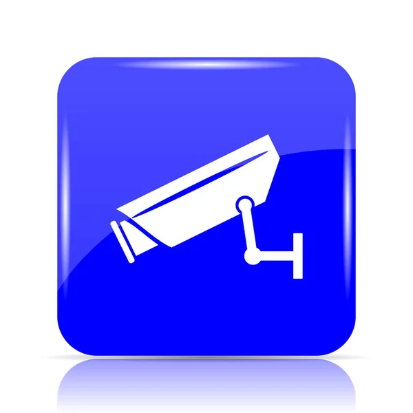 白い背景の上の監視カメラ アイコン 青いウェブサイト ボタン — ストック写真