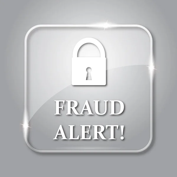 Fraud alert icon. Transparent internet button on grey background