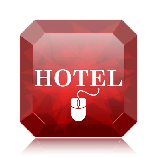 Icona Dell Hotel Pulsante Rosso Del Sito Web Sfondo Bianco — Foto Stock