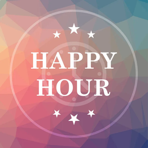 Happy hour icon. Happy hour website button on low poly background