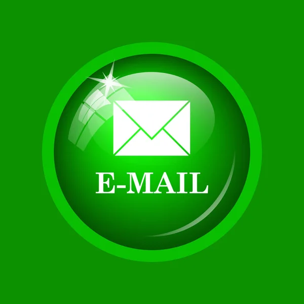 Ikona Wiadomości Mail Przycisk Internet Zielonym Tle — Zdjęcie stockowe