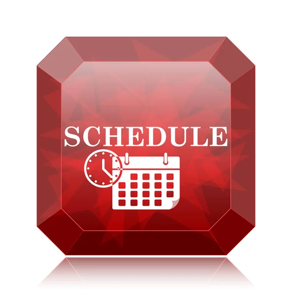 Schedule icon, red website button on white background