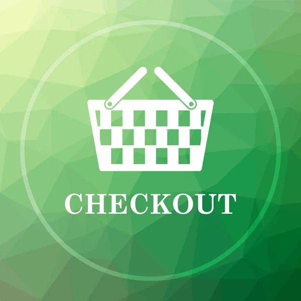 Checkout Icon Checkout Website Button Green Low Poly Background — Stock Photo, Image