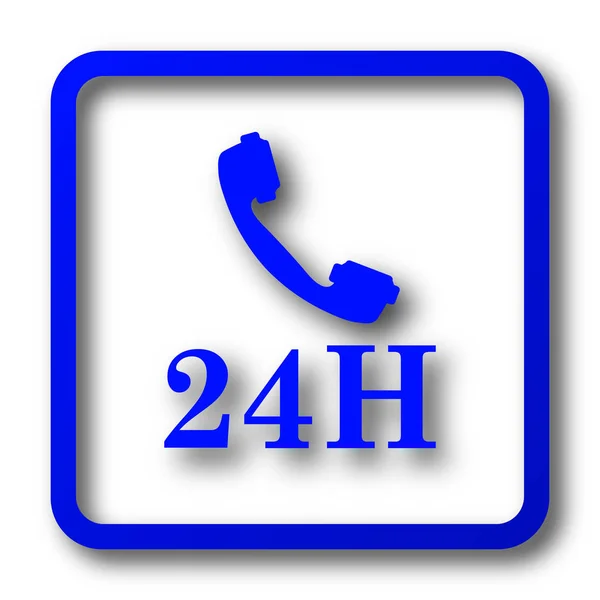 24H Telefoonpictogram Uurs Telefoon Website Knop Witte Achtergrond — Stockfoto