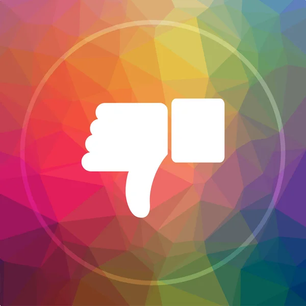 Thumb down icon. Thumb down website button on low poly background