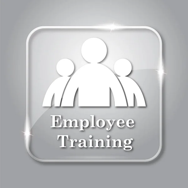 Employee training icon. Transparent internet button on grey background