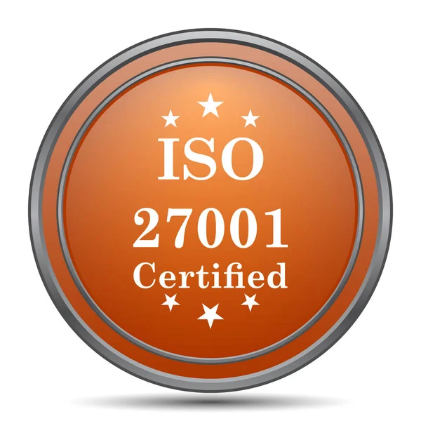 Иконка Iso 27001 Оранжевая Кнопка Интернета Белом Фоне — стоковое фото