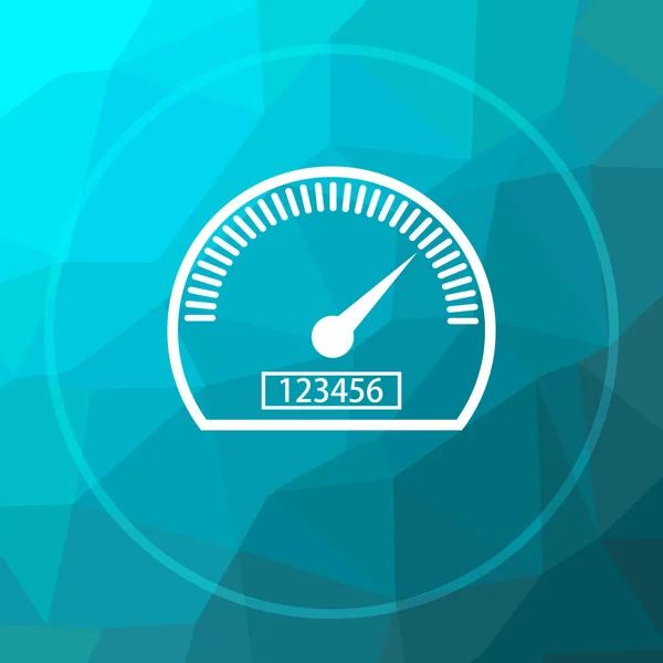 车速表图标 在蓝色低聚背景下的车速表网站按钮 — 图库照片