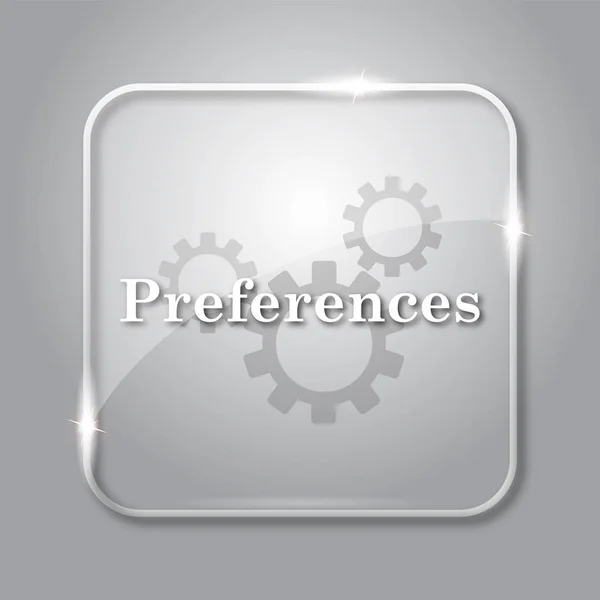 Preferences icon. Transparent internet button on grey background