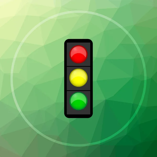 Піктограма Світлофора Кнопка Світлофора Зеленому Низькому Полі Фоні — стокове фото