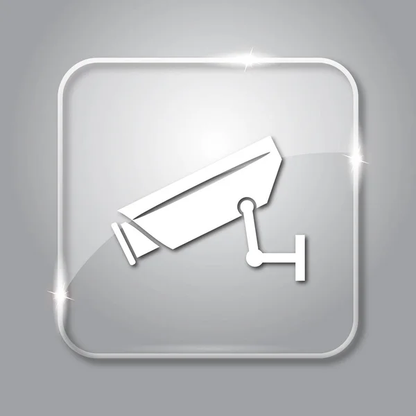 Ikona Kamery Nadzoru Przezroczysty Przycisk Internet Szarym Tle — Zdjęcie stockowe