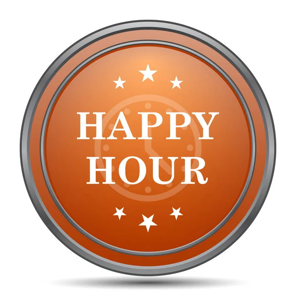 Happy Hour Simgesi Beyaz Arka Plan Turuncu Internet Düğme — Stok fotoğraf