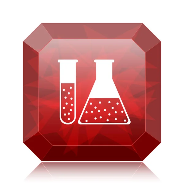 Chemistry set icon, red website button on white background