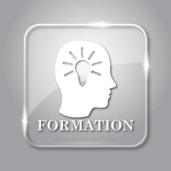 Formation icon. Transparent internet button on grey background