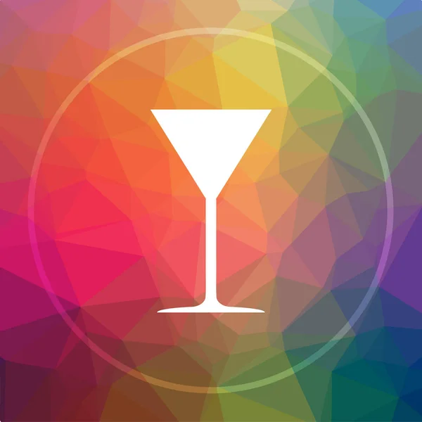 Martini glass icon. Martini glass website button on low poly background