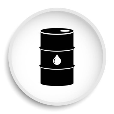 Petrol varil simgesi. Beyaz arka plan üzerinde petrol varil Web sitesi düğmesini.