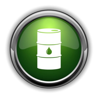 Petrol varil simgesi. Beyaz arka plan üzerinde petrol varil Web sitesi düğmesini