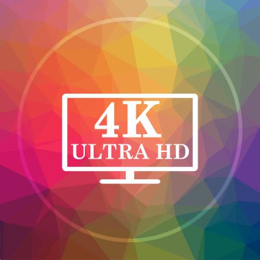 4 k ultra Hd simgesi. 4 k ultra Hd Web sitesi düğmesini düşük poli arka plan üzerinde