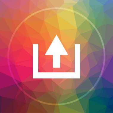 Simge yüklemek. Web sitesi düğmesini düşük poli arka plan üzerinde upload