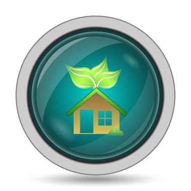 Eko ev simgesini, beyaz arka plan üzerinde Web sitesi düğmesini