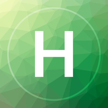 Hastane simgesi. Hastane Web sitesi düğmesini yeşil düşük poli arka plan üzerinde