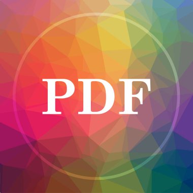 PDF simgesi. PDF web sitesi düğmesini düşük poli arka plan üzerinde