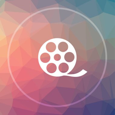 Video simgesi. Düşük poli arka plan butonuna video web sitesi