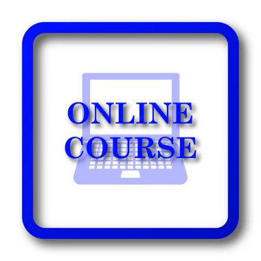 Online ders simgesi. Online ders Web sitesi düğmesini beyaz arka plan üzerinde.