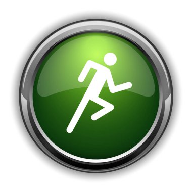 Çalışan adam simgesi. Beyaz arka planda çalışan adam web sitesi düğmesini