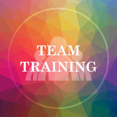 Takım eğitim simgesi. Takım eğitim web sitesi düğmesini düşük poli arka plan üzerinde