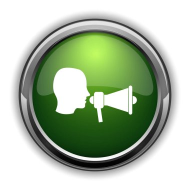 Megafon simgesi. Megafon Web sitesi düğmesini beyaz arka plan üzerinde