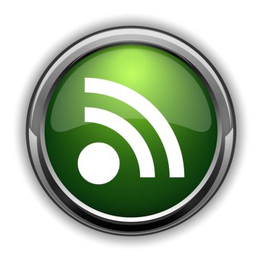 RSS işareti simgesi. RSS Web sitesi düğmesini beyaz arka plan üzerinde oturum