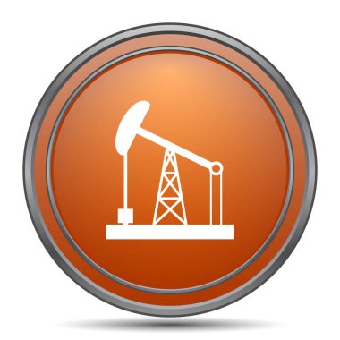 Petrol pompa simgesi. Beyaz arka plan turuncu internet düğme