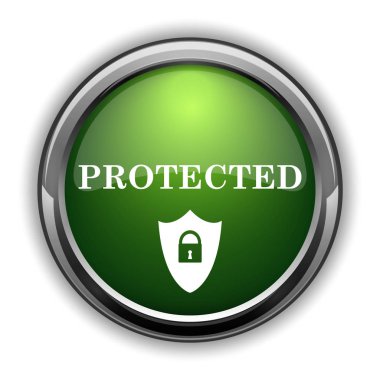 Korumalı simgesi. Beyaz arka plan butonuna korumalı Web sitesi