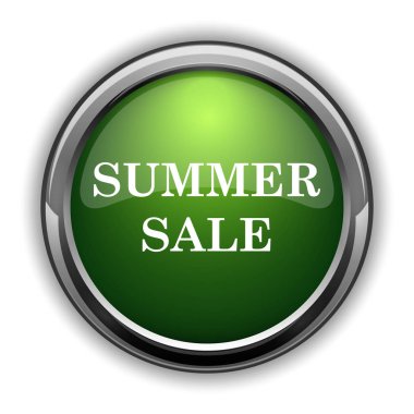 Yaz satış simgesi. Beyaz zemin üzerine yaz Satılık Web sitesi düğmesini