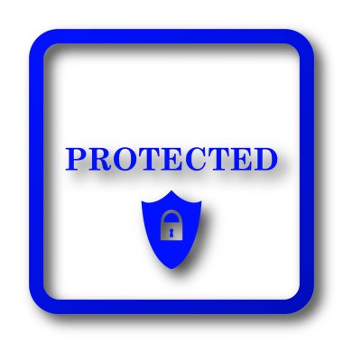Korumalı simgesi. Beyaz arka plan butonuna korumalı Web sitesi.