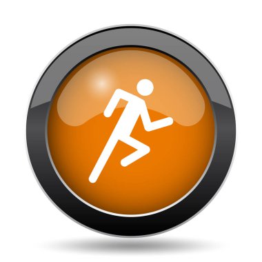 Çalışan adam simgesi. Beyaz arka planda çalışan adam web sitesi düğmesini