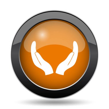 Eller simgesini korumak. Eller Web sitesi düğmesini beyaz arka plan üzerinde koruma