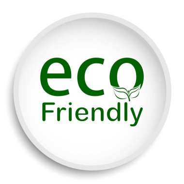 Eco dostu simgesi. Eco dostu web sitesi düğmesini beyaz arka plan üzerinde.