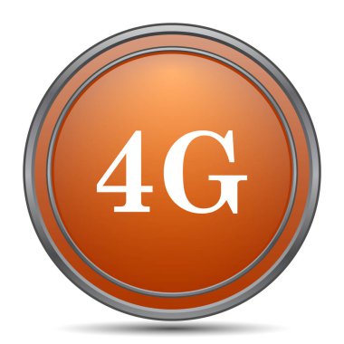 4g simgesi. Beyaz arka plan turuncu internet düğme