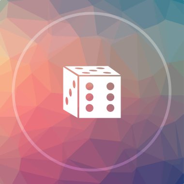 Zar simgesi. Zar Web sitesi düğmesini düşük poli arka plan üzerinde