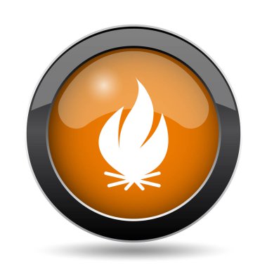 Yangın simgesi. Web sitesi düğmesini beyaz arka plan üzerinde ateş