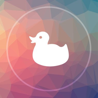 Ördek simgesi. Ördek Web sitesi düğmesini düşük poli arka plan üzerinde