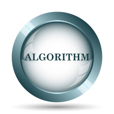 Algoritma simgesi. Beyaz arka plan üzerinde Internet düğmesi.