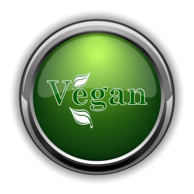 Vegan simgesi. Vegan Web sitesi düğmesini beyaz arka plan üzerinde