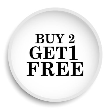 Satın 2 al 1 ücretsiz teklif simgesi. Satın 2 al 1 ücretsiz teklif Web sitesi düğmesini beyaz arka plan üzerinde.