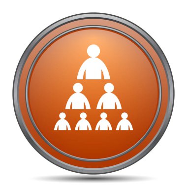 Kuruluş grafiği ile insanlar kutsal kişilerin resmi. Beyaz arka plan turuncu internet düğme