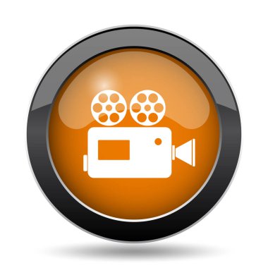Video kamera simgesi. Video kamera web sitesi düğmesini beyaz arka plan üzerinde